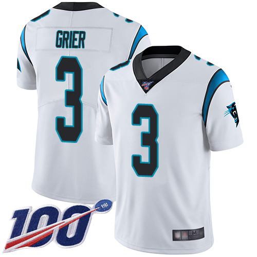 Carolina Panthers Limited White Men Will Grier Road Jersey NFL Football 3 100th Season Vapor Untouchable